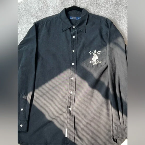 Polo by Ralph Lauren “NYC Boxing Club” Vintage Black Mens Button Down Shirt - Picture 4 of 10